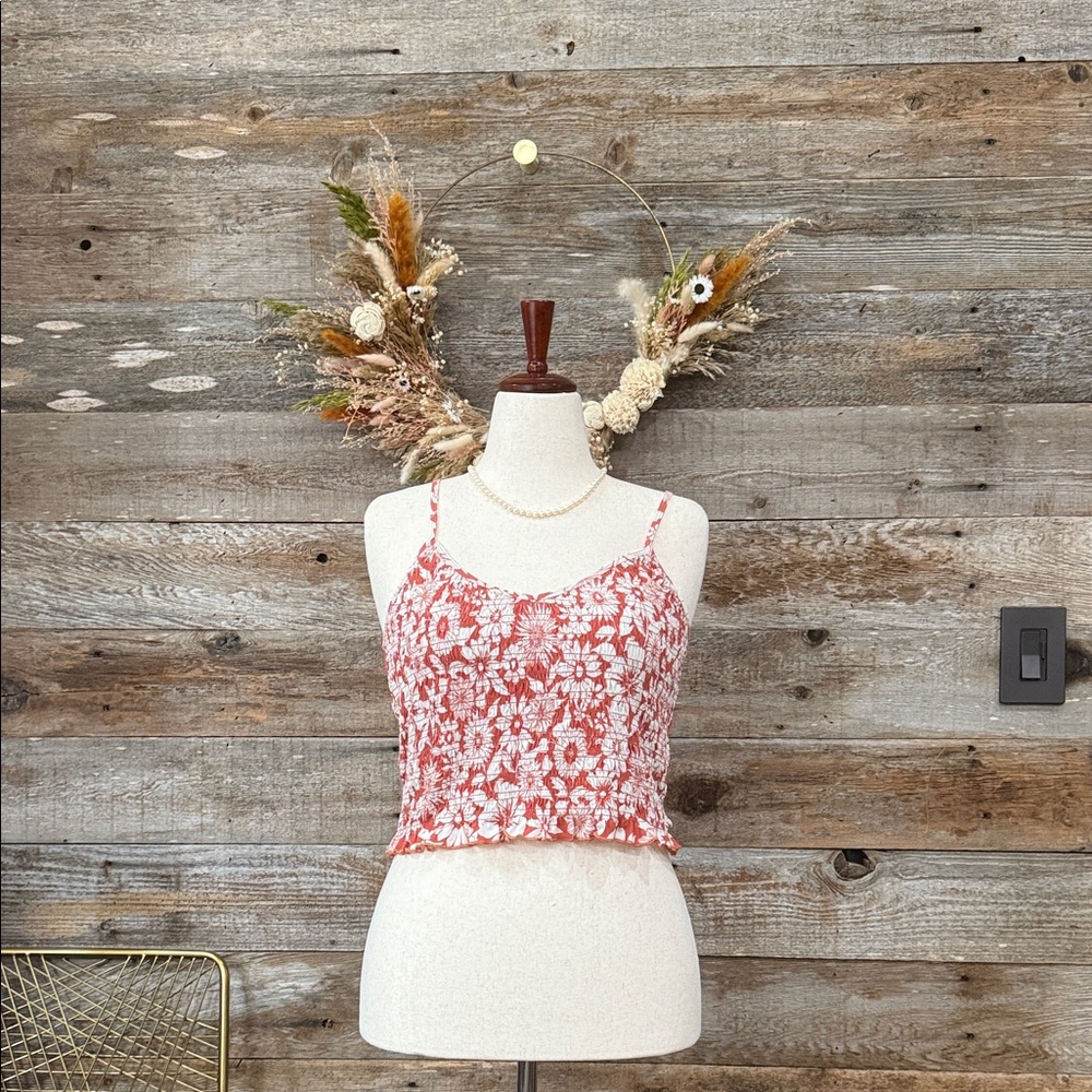 American Eagle Outfitters Red and White Floral Camisole